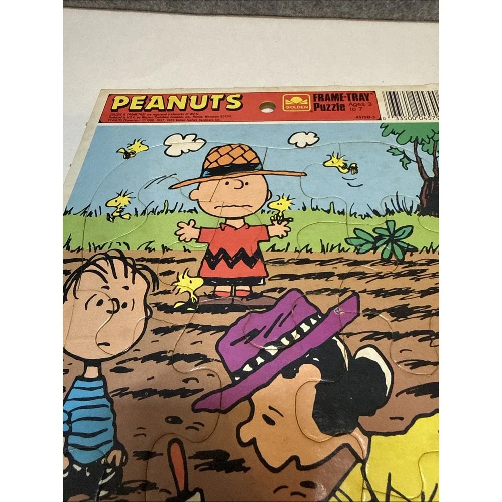 Peanuts Charlie Brown Puzzle Cardboard Frame Tray Vintage